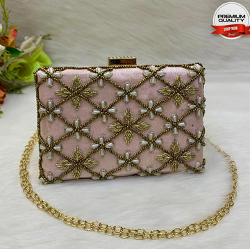 Premium Rose Pink Fancy Clutch Bag
