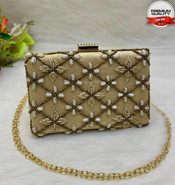 Premium Beige Fancy Clutch Bag