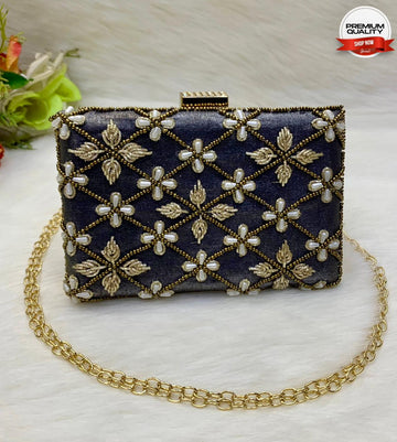 Premium Grey Fancy Clutch Bag