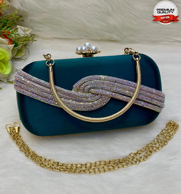Premium Sea Green Fancy Clutch Bag