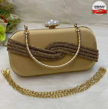 Premium Beige Fancy Clutch Bag