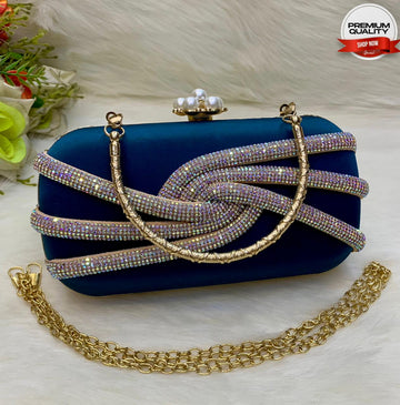 Premium Navy Blue Fancy Clutch Bag