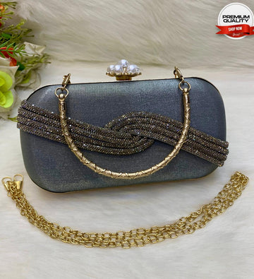 Premium Grey Fancy Clutch Bag