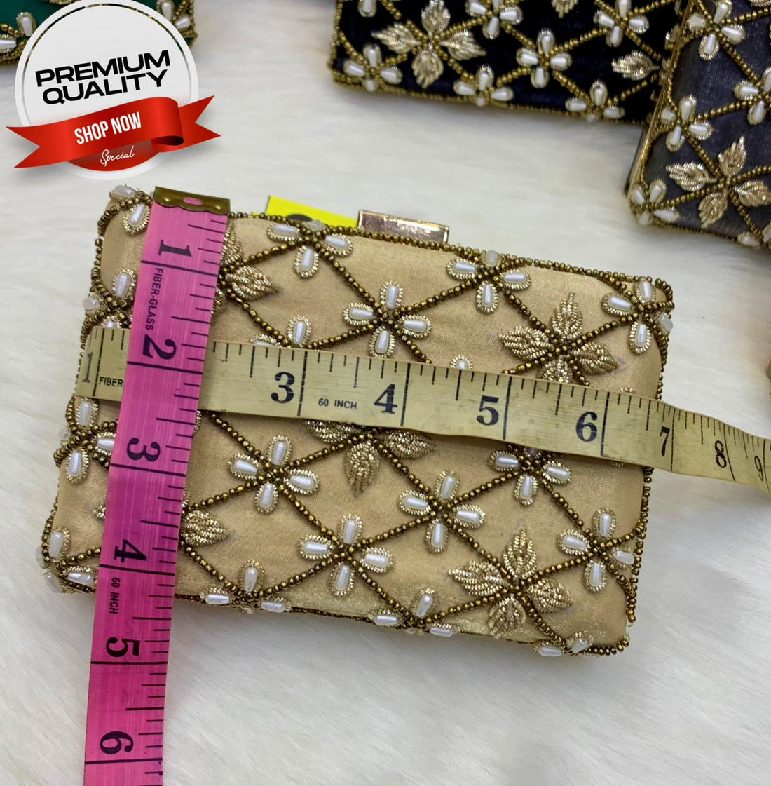 Premium Beige Fancy Clutch Bag