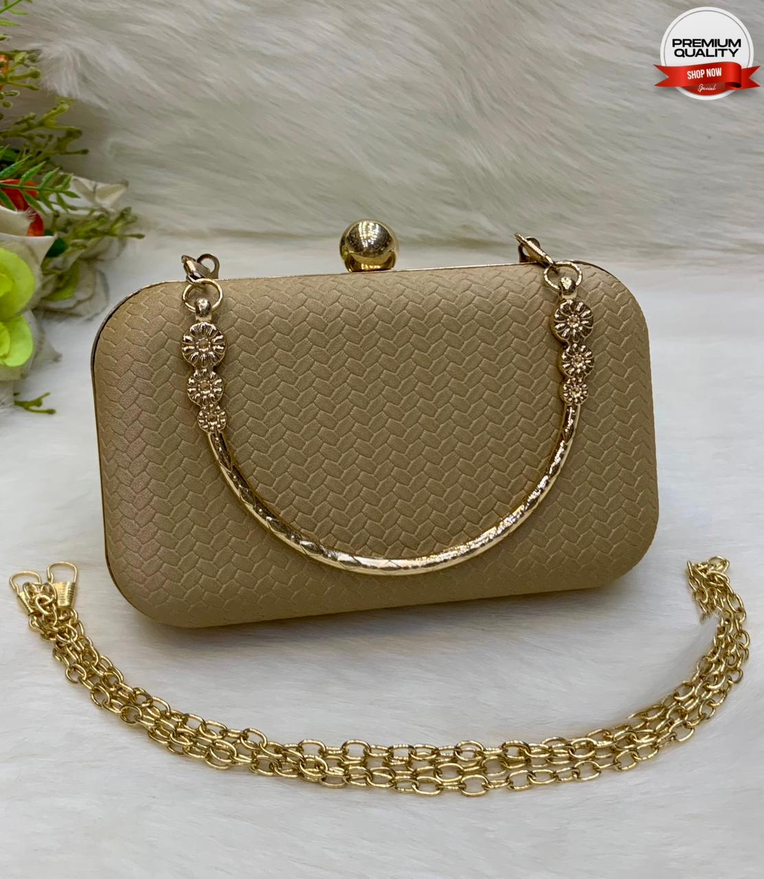 Premium Beige Fancy Clutch Bag