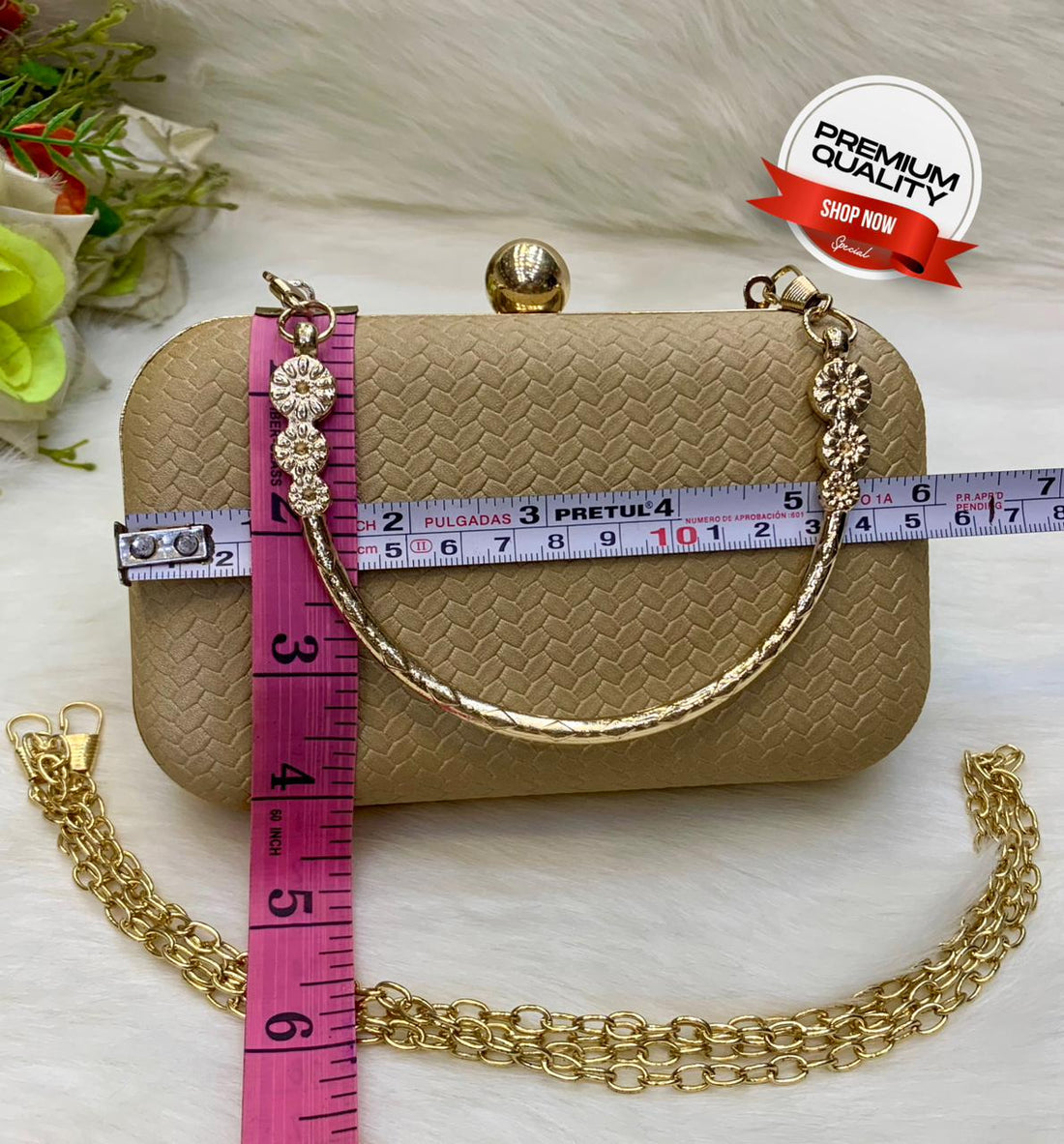 Premium Beige Fancy Clutch Bag