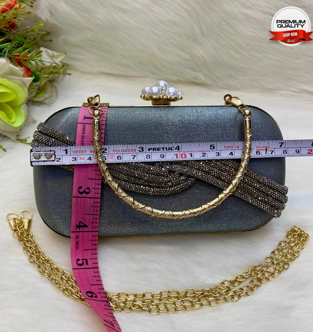 Premium Grey Fancy Clutch Bag