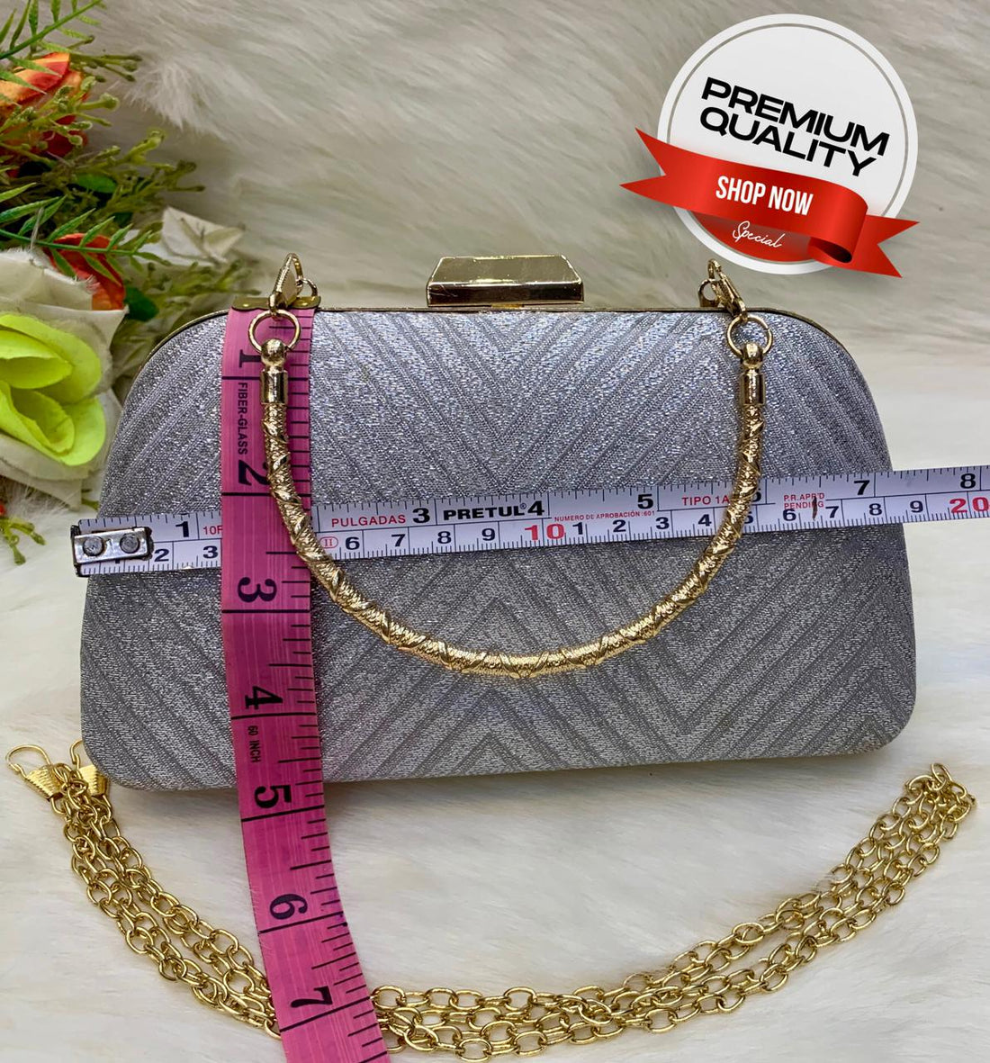 Premium Grey Fancy Clutch Bag